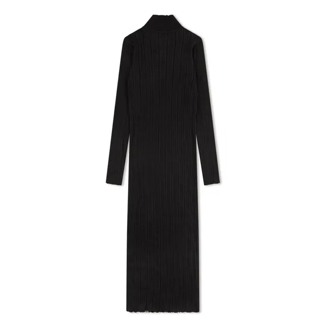 Organic cotton ribbed dress | Black