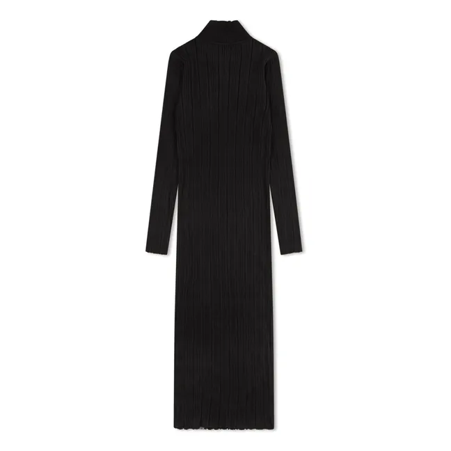 Vestido de canalé de algodón orgánico | Negro