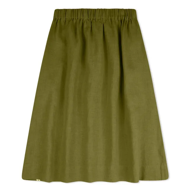 Jupe Midi Lin | Vert olive