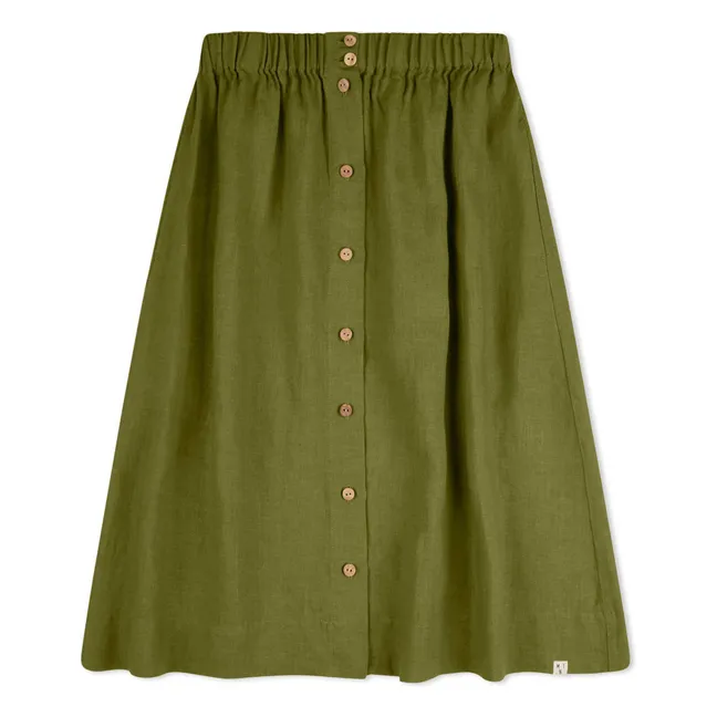 Jupe Midi Lin | Vert olive