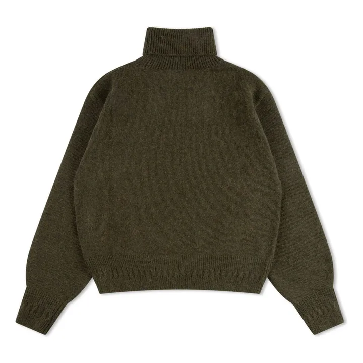 Jersey de lana de cuello alto | Verde Kaki- Imagen del producto n°3