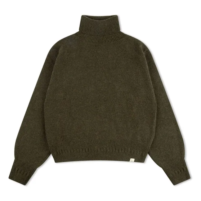 Pull Col Roulé Laine | Vert kaki