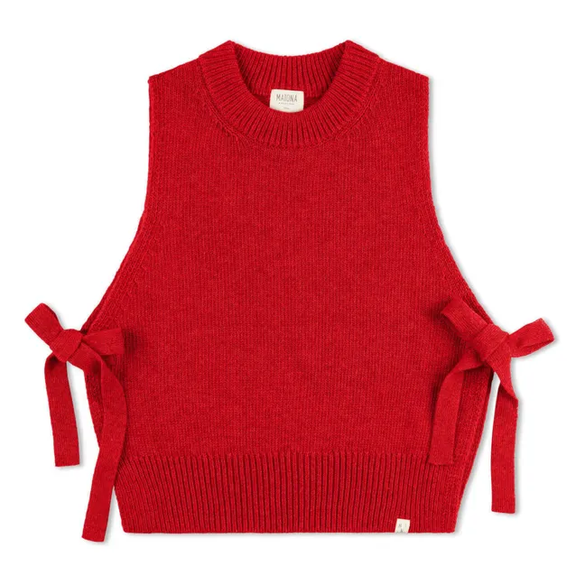 Pull Sans Manches Laine | Rouge
