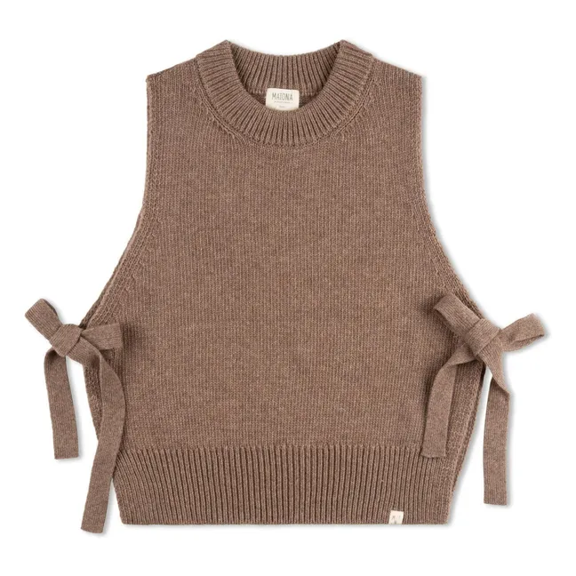 Pull Sans Manches Laine | Taupe