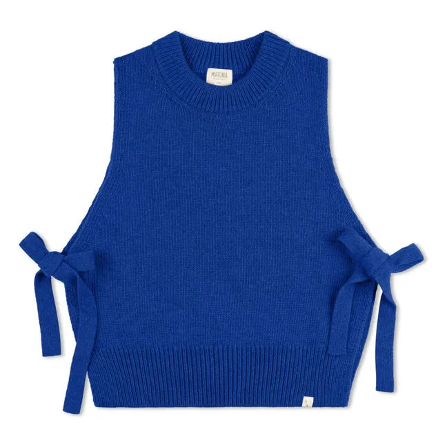 Pull Sans Manches Laine | Bleu