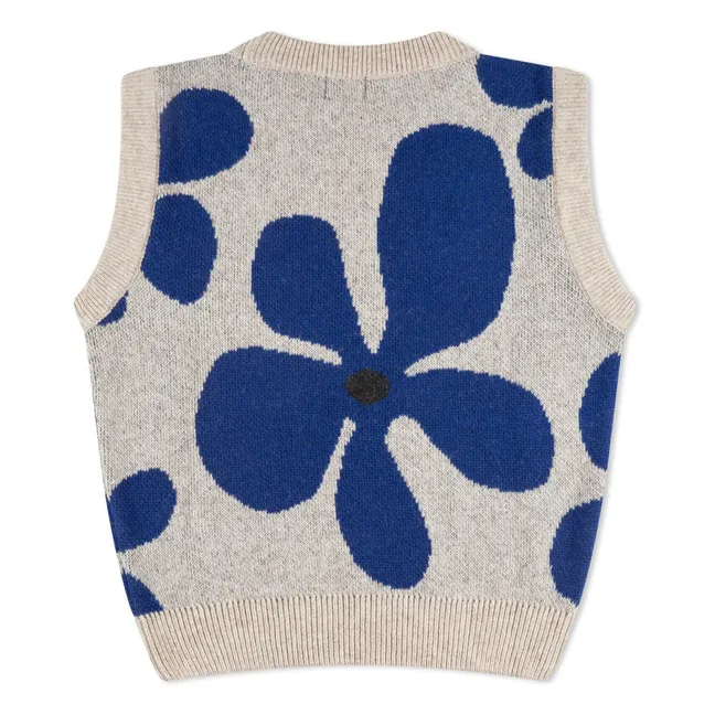 Maglione a fiori in lana senza maniche | Grigio