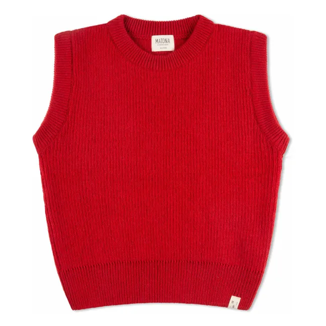 Jersey de lana sin mangas | Rojo