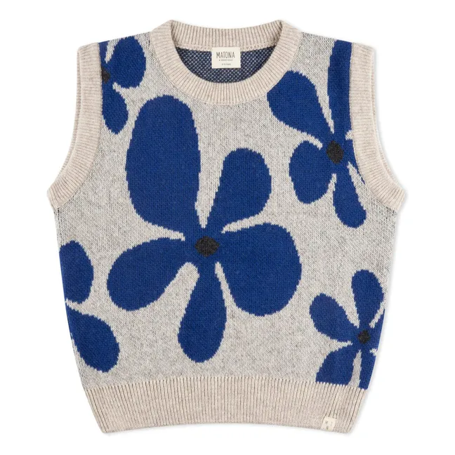 Pull Sans Manches Fleurs Laine | Gris