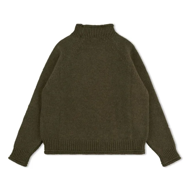 Jersey de lana raglán | Verde Kaki