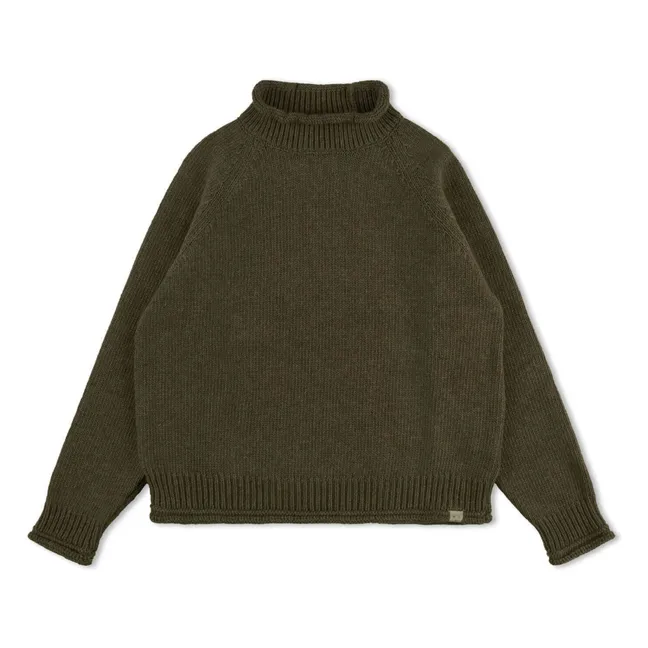 Jersey de lana raglán | Verde Kaki