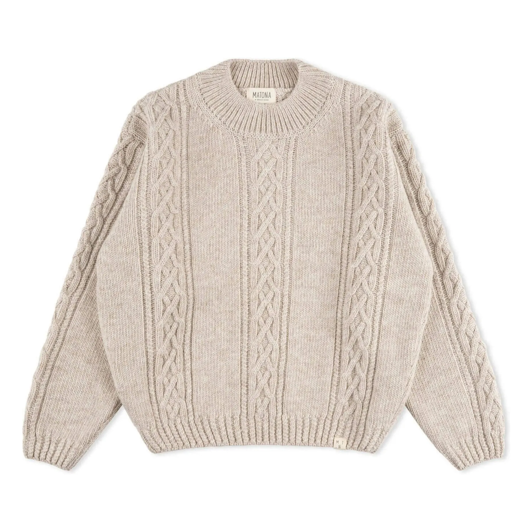 Matona Oatmeal Wool Cable Sweater