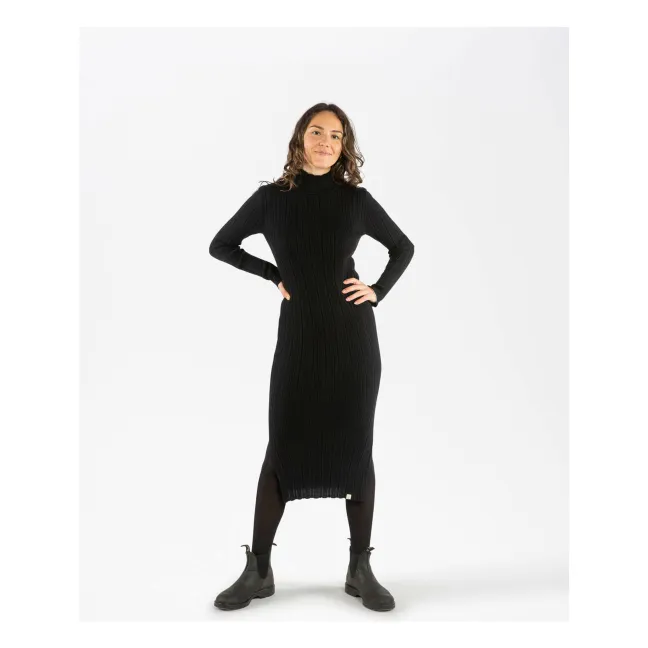 Robe Côtelée Coton Bio | Noir
