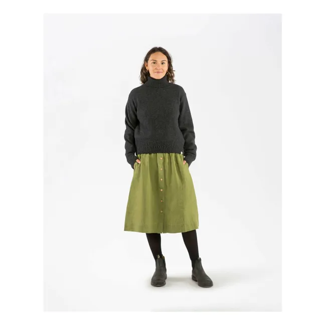 Jupe Midi Lin | Vert olive