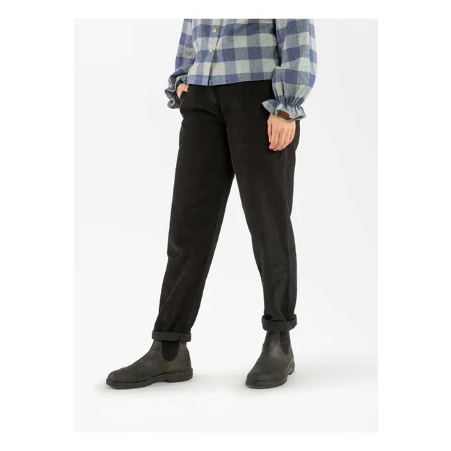 Pantaloni di velluto a coste in cotone biologico | Nero