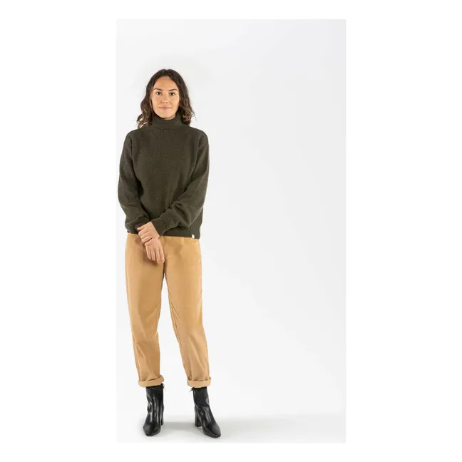 Maglia dolcevita in lana | Verde militare