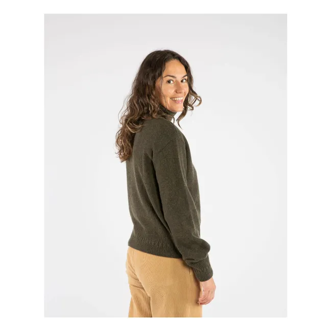 Jersey de lana de cuello alto | Verde Kaki