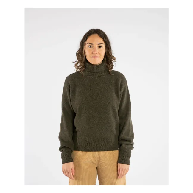 Rollkragenpullover Wolle | Khaki