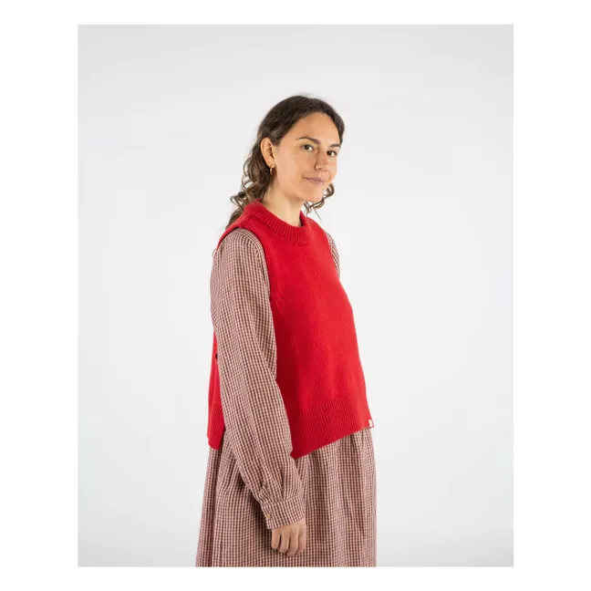 Pull Sans Manches Laine | Rouge