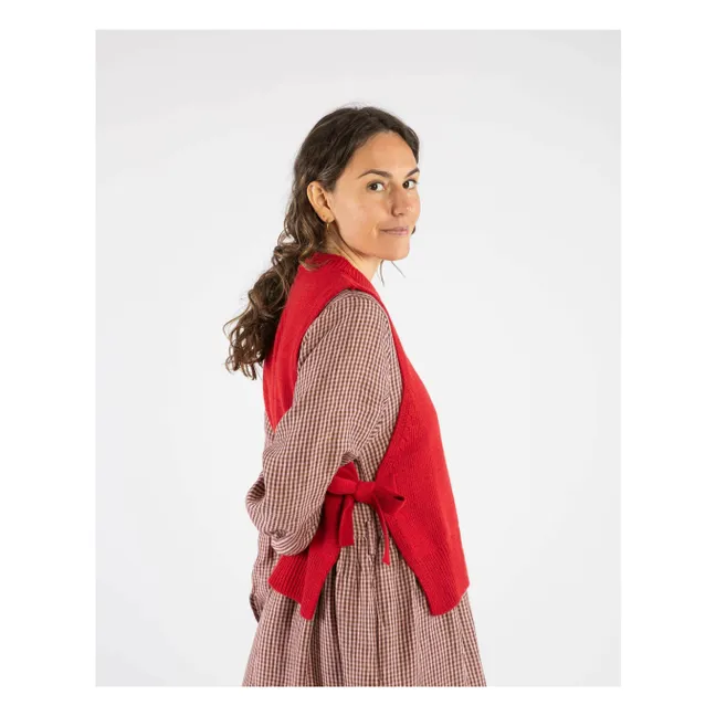 Pull Sans Manches Laine | Rouge