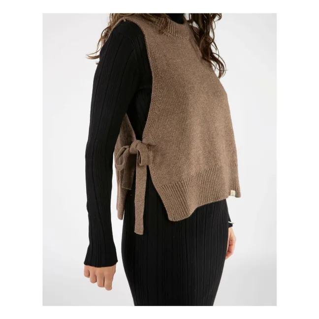 Pull Sans Manches Laine | Taupe