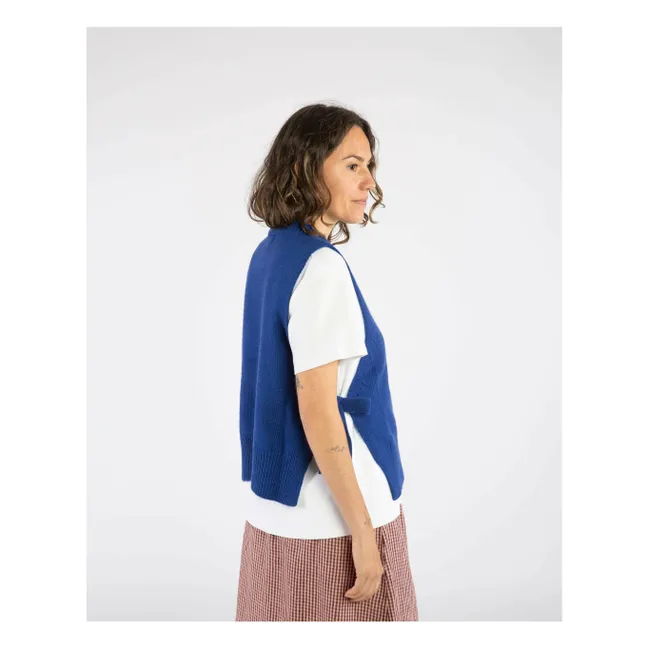 Maglione di lana senza maniche | Blu