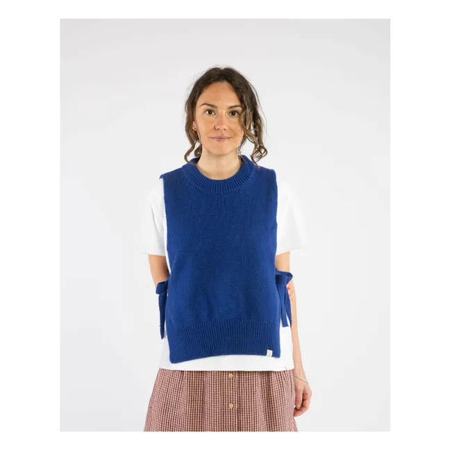 Pull Sans Manches Laine | Bleu