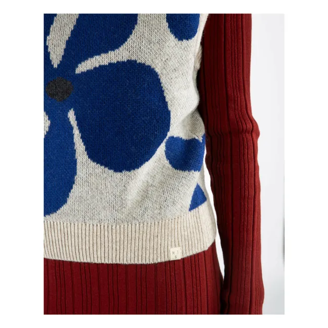 Pull Sans Manches Fleurs Laine | Gris