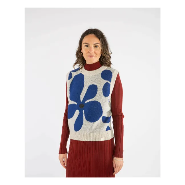 Jersey de flores de lana sin mangas | Gris
