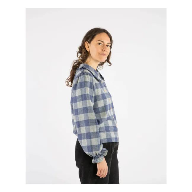 Blusa Carreaux Flanelle Tencel | Azul