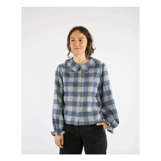 Blouse Carreaux Flanelle Tencel | Bleu