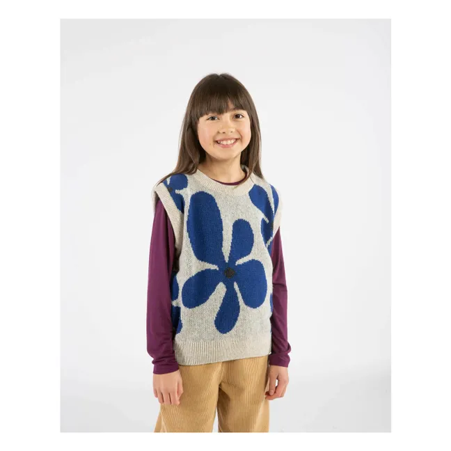 Jersey de flores de lana sin mangas | Gris