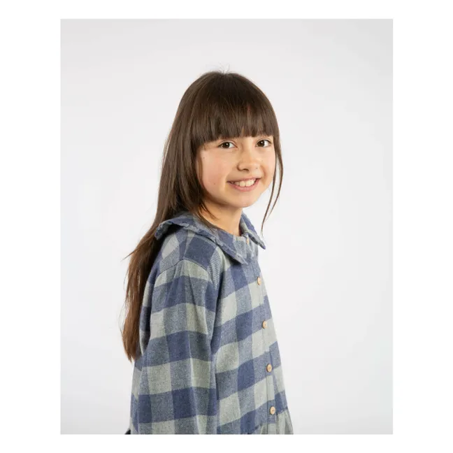 Robe Carreaux Flanelle Tencel | Bleu