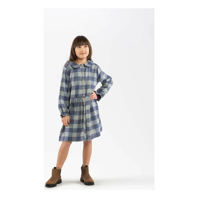 Robe Carreaux Flanelle Tencel | Bleu