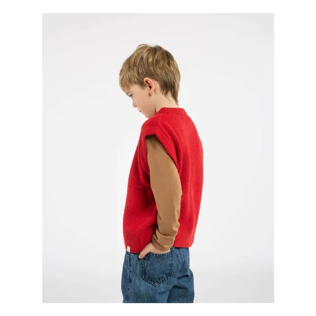 Jersey de lana sin mangas | Rojo