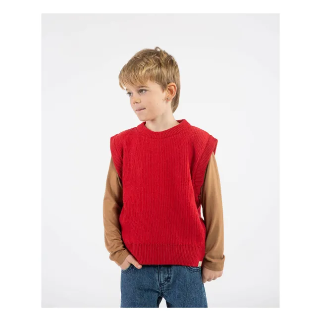 Pull Sans Manches Laine | Rouge