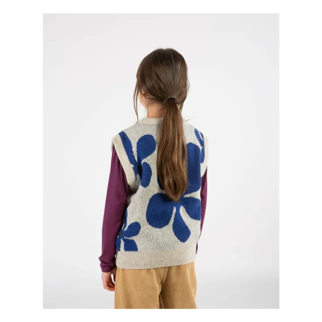 Maglione a fiori in lana senza maniche | Grigio