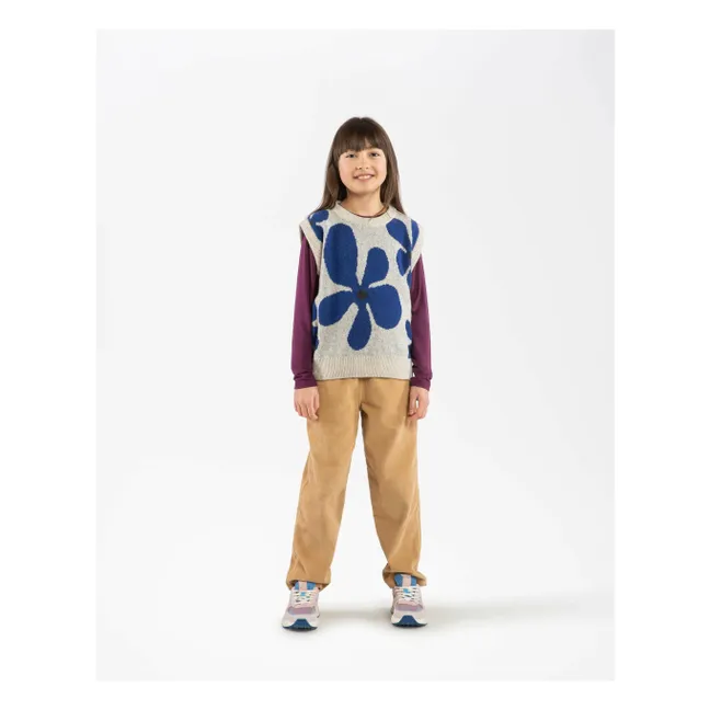 Maglione a fiori in lana senza maniche | Grigio