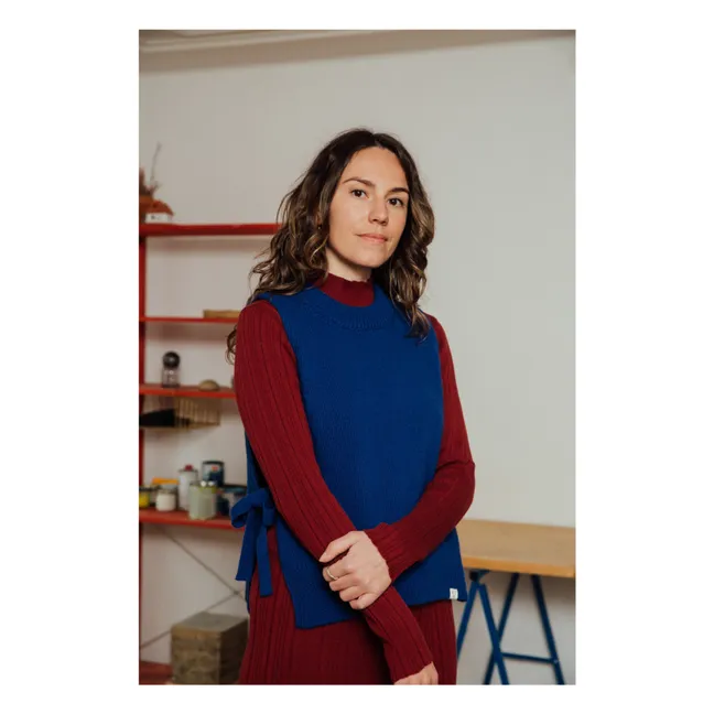 Pull Sans Manches Laine | Bleu