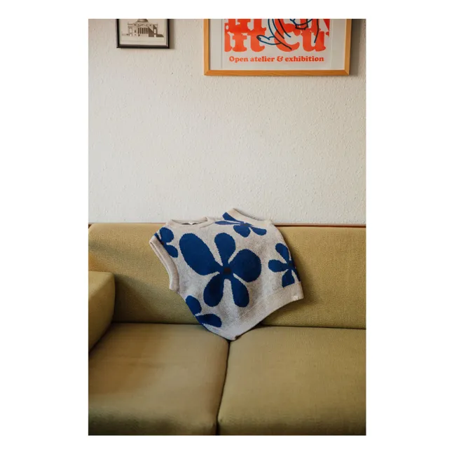 Jersey de flores de lana sin mangas | Gris