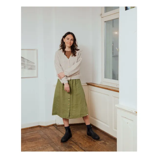 Jupe Midi Lin | Vert olive