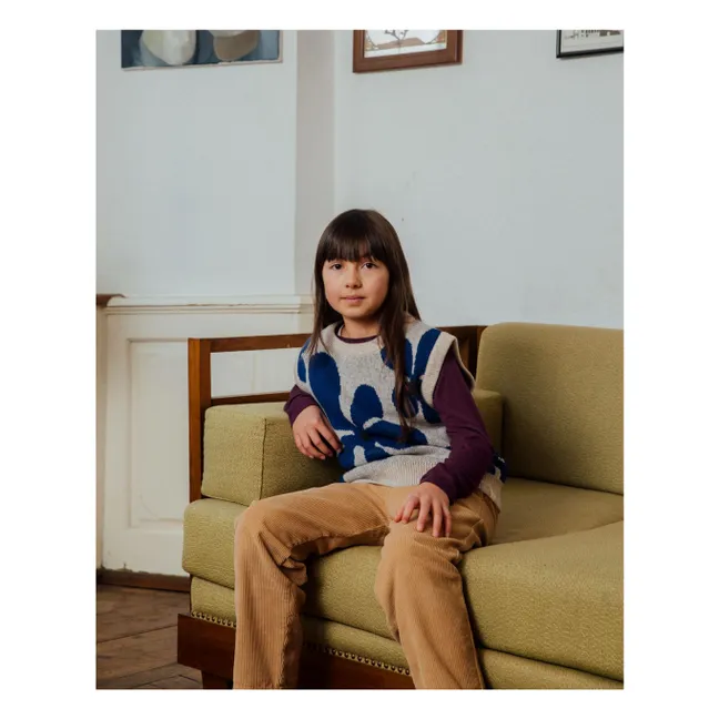 Jersey de flores de lana sin mangas | Gris