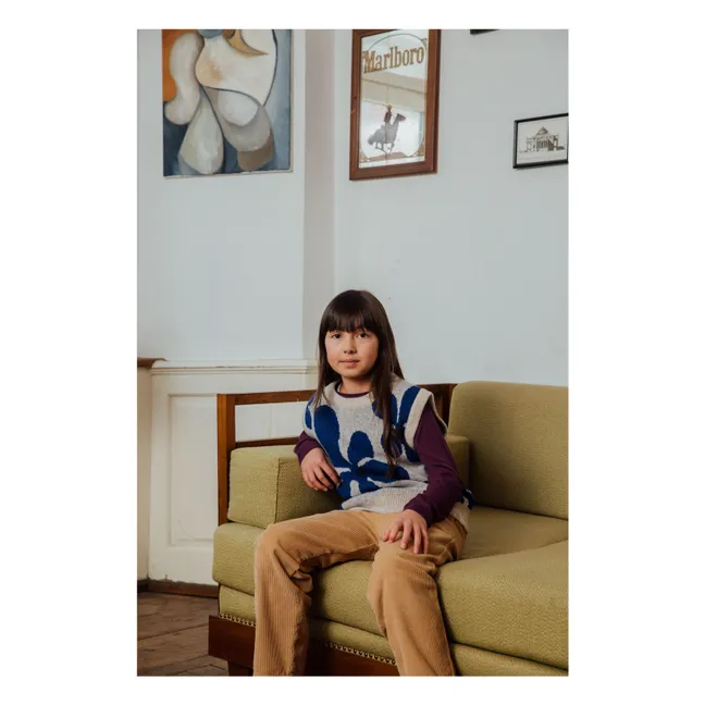 Jersey de flores de lana sin mangas | Gris