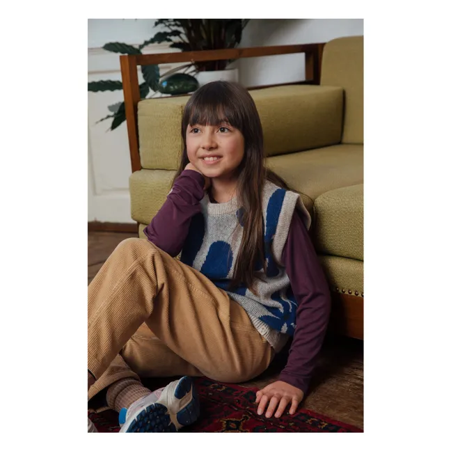 Pull Sans Manches Fleurs Laine | Gris