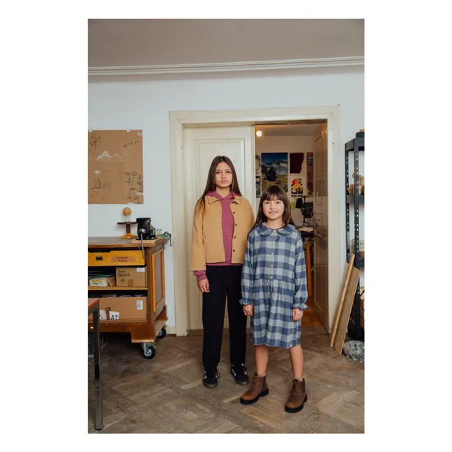 Robe Carreaux Flanelle Tencel | Bleu