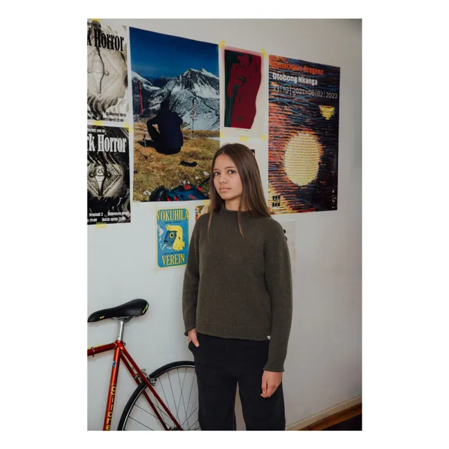 Jersey de lana raglán | Verde Kaki