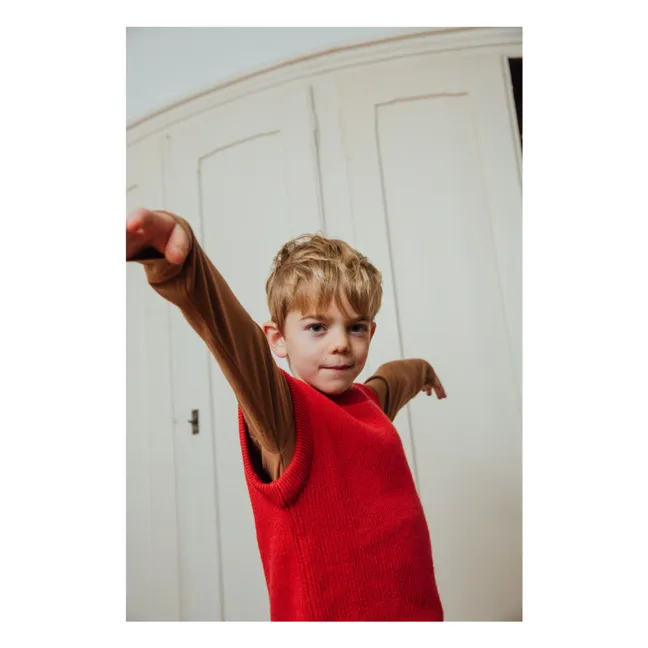 Pull Sans Manches Laine | Rouge