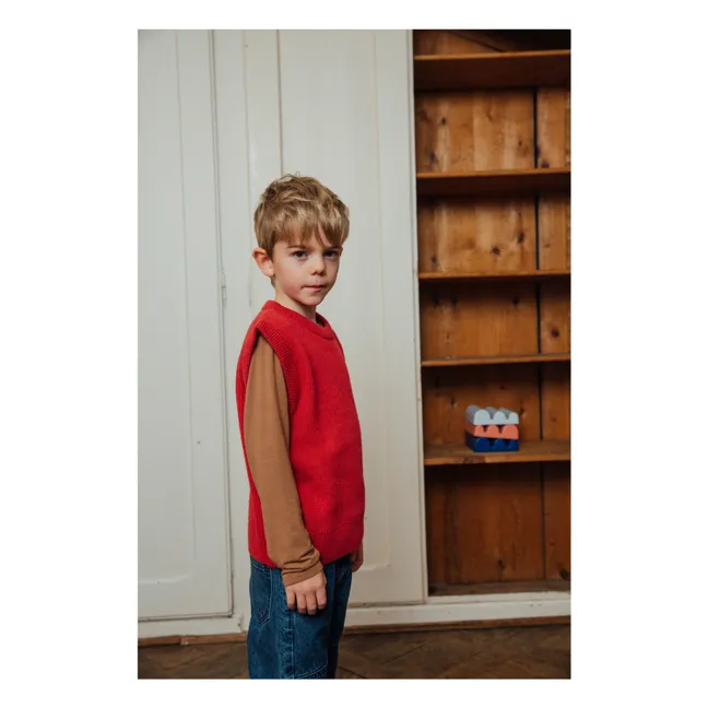 Pull Sans Manches Laine | Rouge