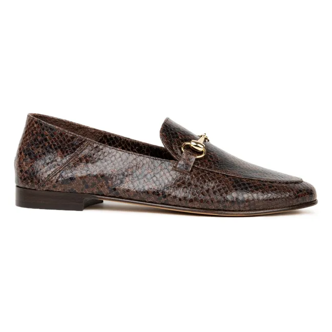Mocassins Jill Cuir Embossé Serpent | Brun
