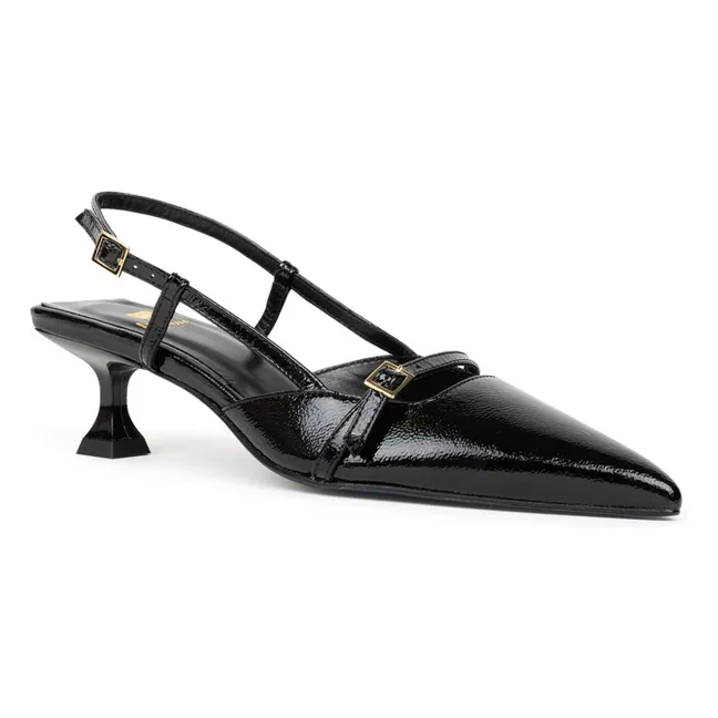 Bombas de charol Reem Creased | Negro