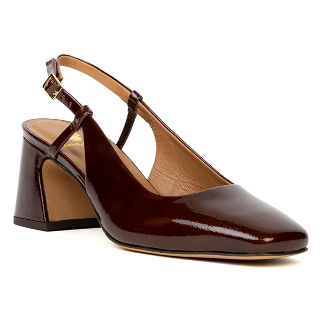 Zapatos de salón Maddie de charol con pliegues | Marrón